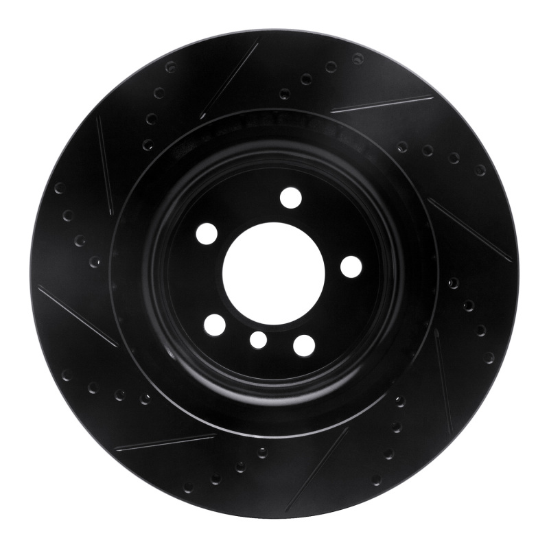 Land Rover Range Rover Brake Rotor (1) - Front Right - R1 Concepts - Drilled & Slotted - Black - `06-`09